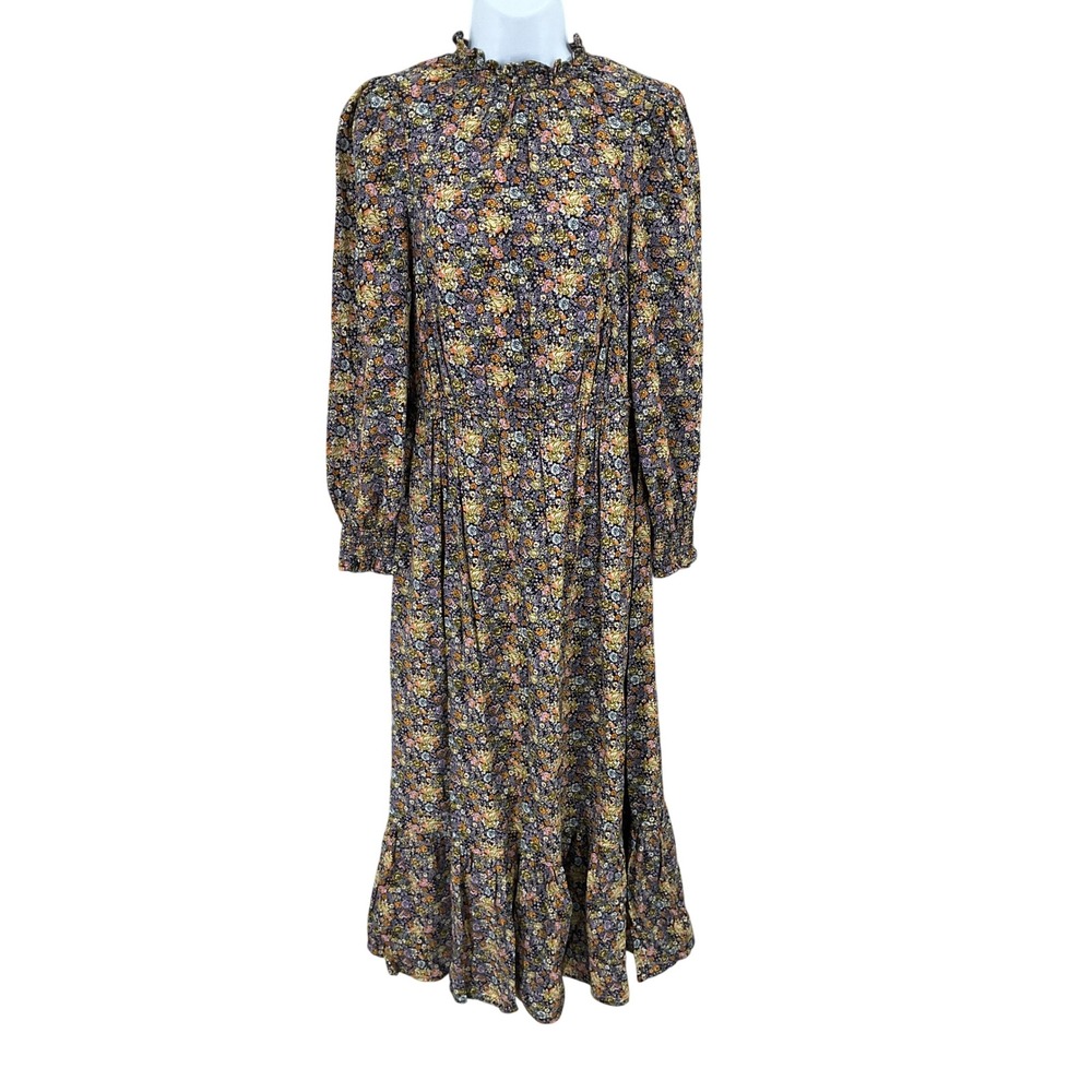 Universal Thread Dress Women XS Floral Boho Mock Neck Maxi Cottagecore Prairie